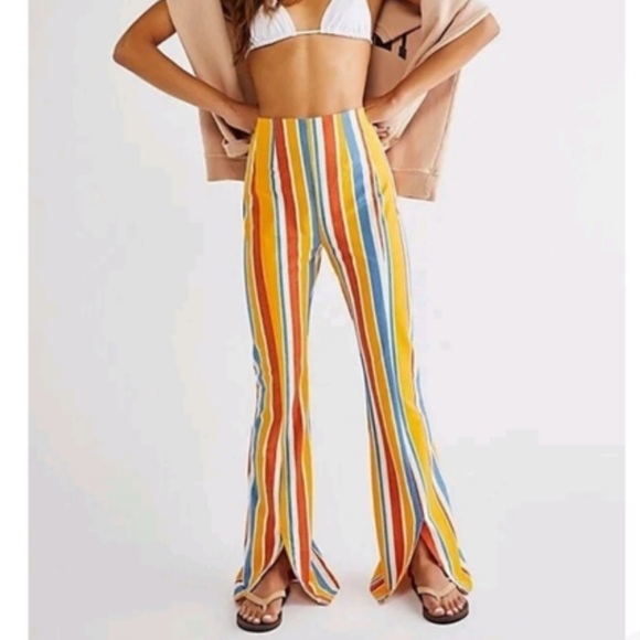 Free People Pants - Free People Multicolor Striped Wide Leg Pants